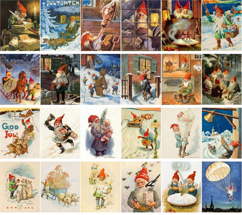 PIXILUV Vintage PostCards 24 pcs Christmas Dwarves Vintage Kids Books Illustrations - Image 2